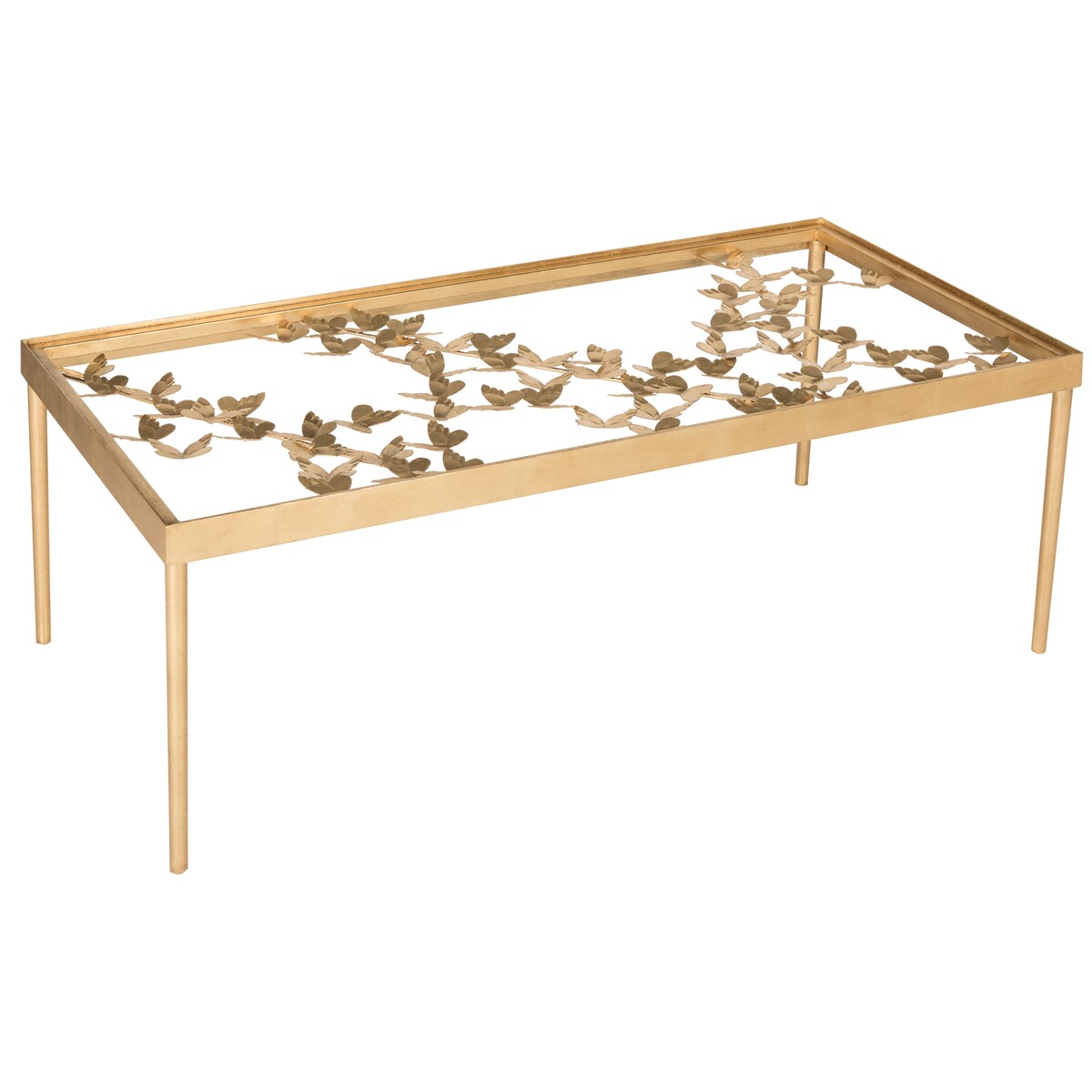 SAFAVIEH Sonja Antique Gold Leaf Coffee Table - 48" x 24" x 17.8" - 48Wx24Dx18H