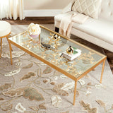 SAFAVIEH Sonja Antique Gold Leaf Coffee Table - 48" x 24" x 17.8" - 48Wx24Dx18H