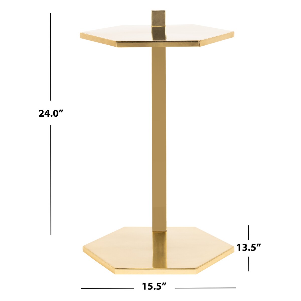 SAFAVIEH Sophronia Hexagon C Table - Gold - 15" x 13.5" x 24" - 16Wx14Dx24H