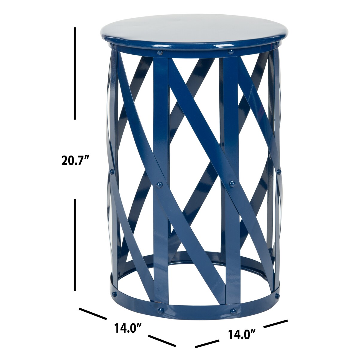 SAFAVIEH Soultana Grey Lattice Iron Stool - 14" x 14" x 20.7" - 14Wx14Dx20H