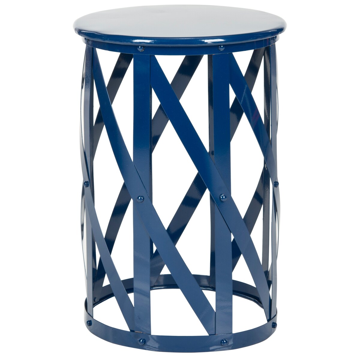 SAFAVIEH Soultana Grey Lattice Iron Stool - 14" x 14" x 20.7" - 14Wx14Dx20H