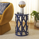 SAFAVIEH Soultana Grey Lattice Iron Stool - 14" x 14" x 20.7" - 14Wx14Dx20H