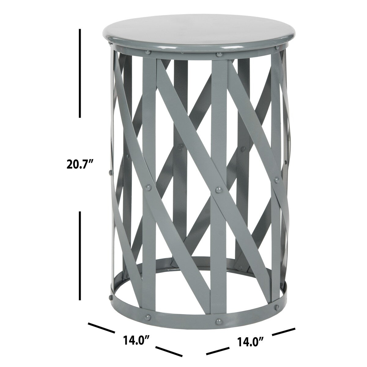 SAFAVIEH Soultana Grey Lattice Iron Stool - 14" x 14" x 20.7" - 14Wx14Dx20H