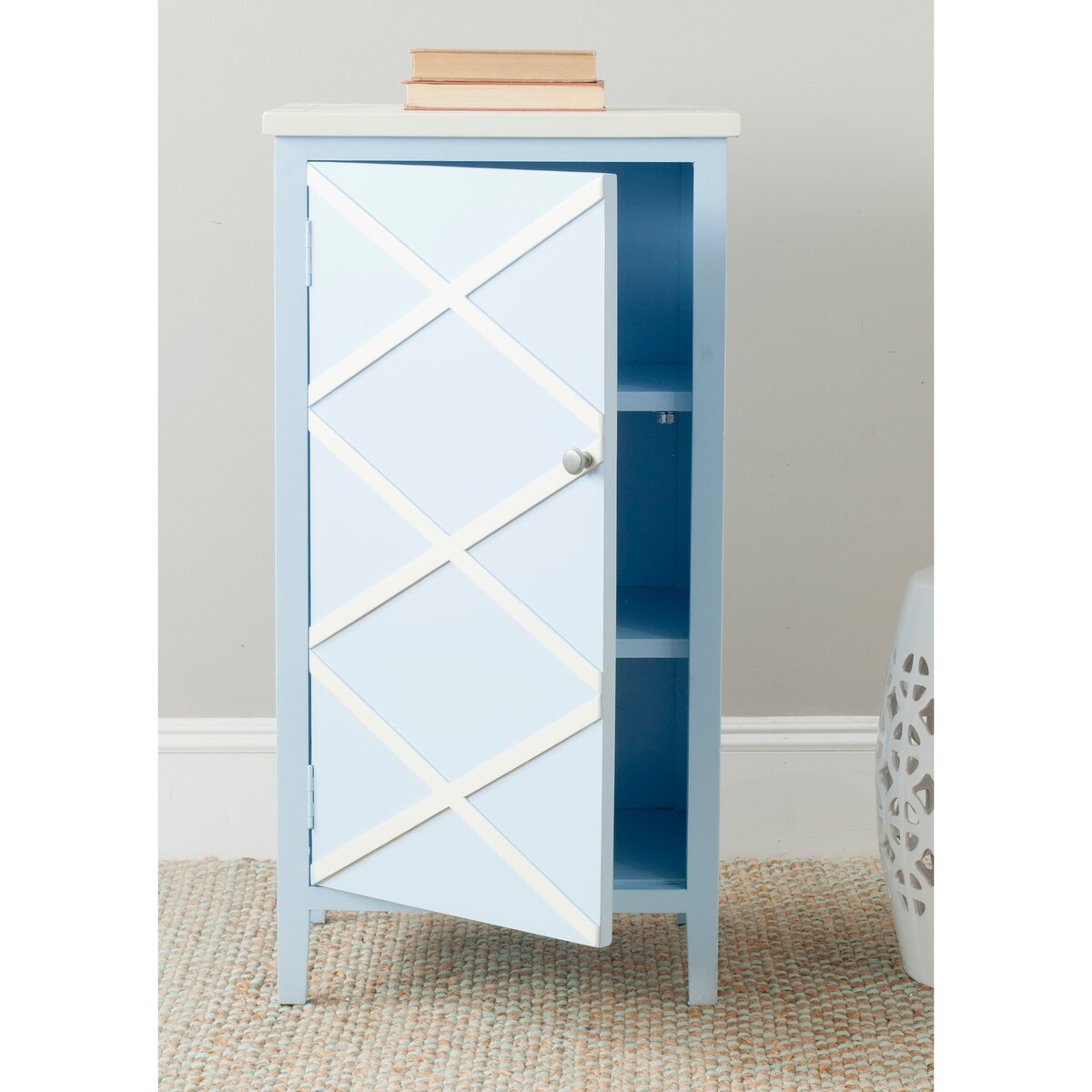 SAFAVIEH Sudaba Light Blue/ White Storage Small Cabinet - 18Wx15Dx36H