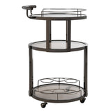 SAFAVIEH Sueann 3 Tier Round Bar Cart-Gold / Tea - 22.1" x 19.7" x 34.3" - 22Wx20Dx34H