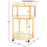 SAFAVIEH Sueann 3 Tier Round Bar Cart-Gold / Tea - 22.1" x 19.7" x 34.3" - 22Wx20Dx34H