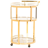 SAFAVIEH Sueann 3 Tier Round Bar Cart-Gold / Tea - 22.1" x 19.7" x 34.3" - 22Wx20Dx34H