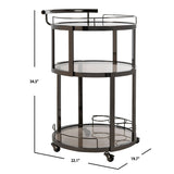 SAFAVIEH Sueann 3 Tier Round Bar Cart-Gold / Tea - 22.1" x 19.7" x 34.3" - 22Wx20Dx34H