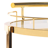 SAFAVIEH Sueann 3 Tier Round Bar Cart-Gold / Tea - 22.1" x 19.7" x 34.3" - 22Wx20Dx34H