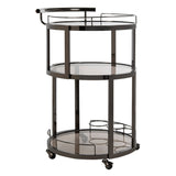 SAFAVIEH Sueann 3 Tier Round Bar Cart-Gold / Tea - 22.1" x 19.7" x 34.3" - 22Wx20Dx34H