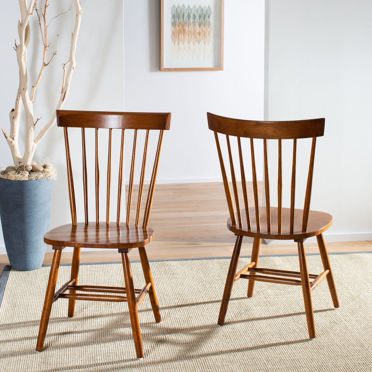 SAFAVIEH Suhair Spindle Farmhouse Dining Chair (Set of 2) - 20.5" x 21" x 36" - 21Wx21Dx36H