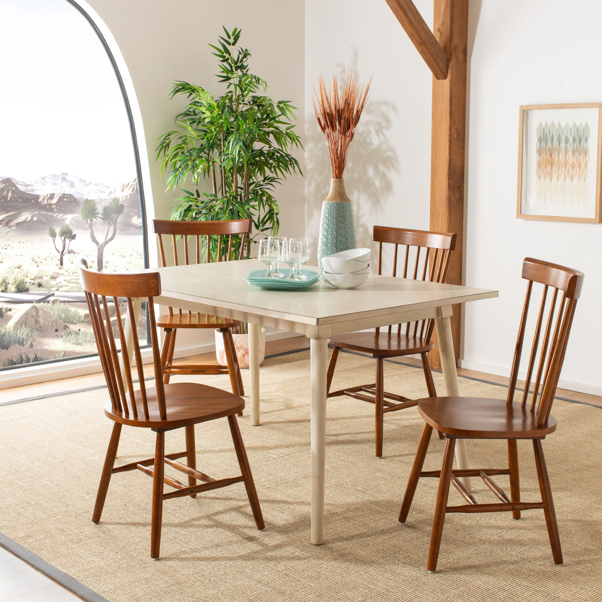 SAFAVIEH Suhair Spindle Farmhouse Dining Chair (Set of 2) - 20.5" x 21" x 36" - 21Wx21Dx36H