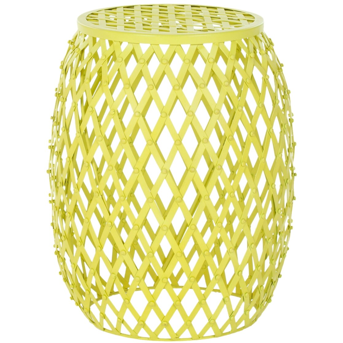 SAFAVIEH Sumarros Stripes Yellow Matte Iron Stool - 15" x 15" x 17.7" - 15Wx15Dx18H