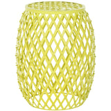 SAFAVIEH Sumarros Stripes Yellow Matte Iron Stool - 15" x 15" x 17.7" - 15Wx15Dx18H