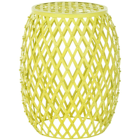 SAFAVIEH Sumarros Stripes Yellow Matte Iron Stool - 15" x 15" x 17.7" - 15Wx15Dx18H