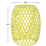 SAFAVIEH Sumarros Stripes Yellow Matte Iron Stool - 15" x 15" x 17.7" - 15Wx15Dx18H