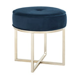 SAFAVIEH Sunita Navy/ Brass Round Glam Ottoman