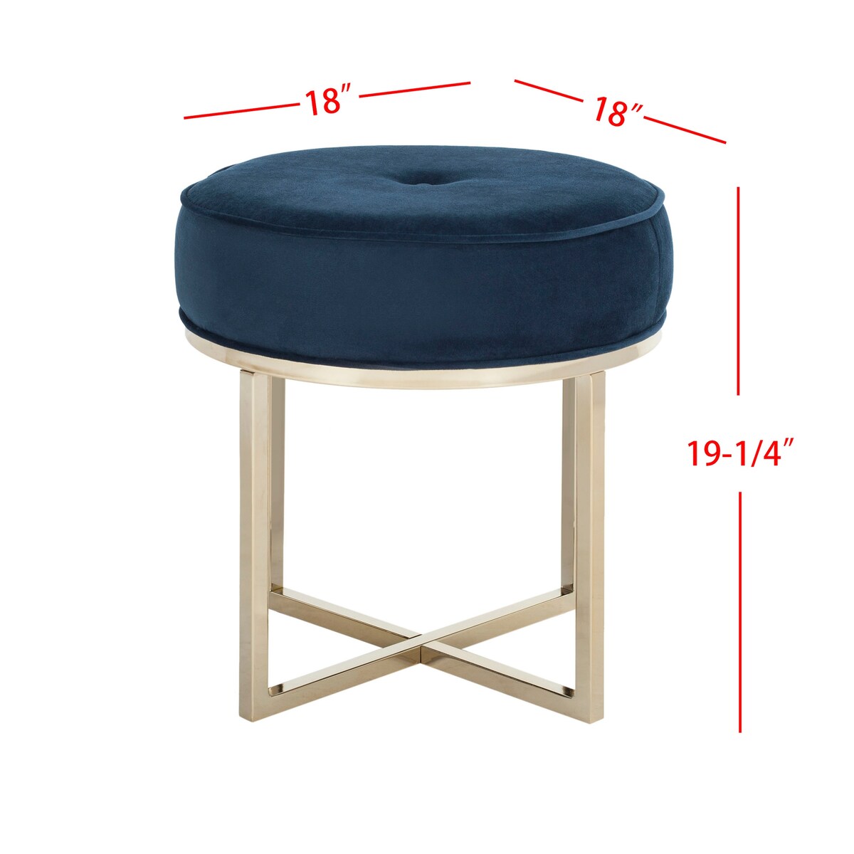 SAFAVIEH Sunita Navy/ Brass Round Glam Ottoman