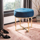 SAFAVIEH Sunita Navy/ Brass Round Glam Ottoman