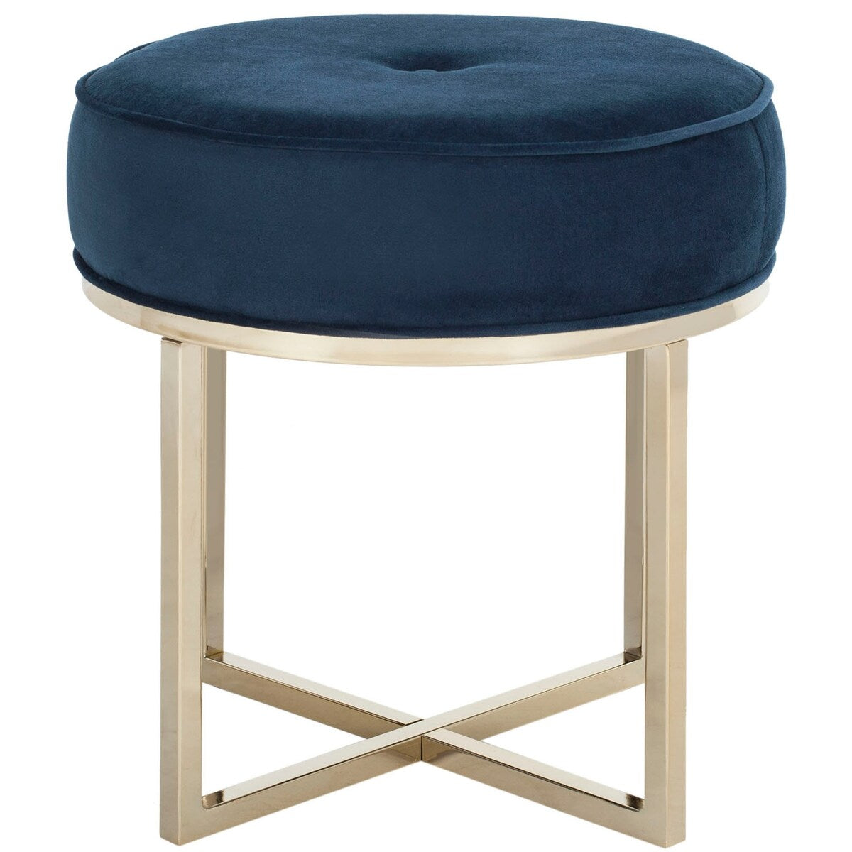 SAFAVIEH Sunita Navy/ Brass Round Glam Ottoman