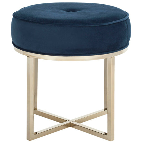 SAFAVIEH Sunita Navy/ Brass Round Glam Ottoman