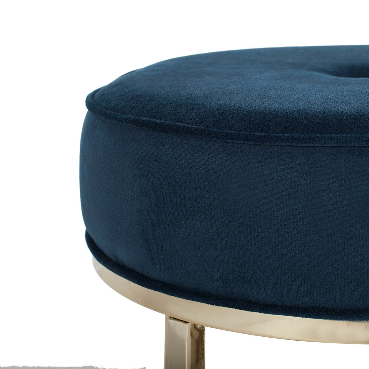 SAFAVIEH Sunita Navy/ Brass Round Glam Ottoman