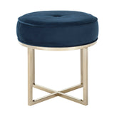 SAFAVIEH Sunita Navy/ Brass Round Glam Ottoman