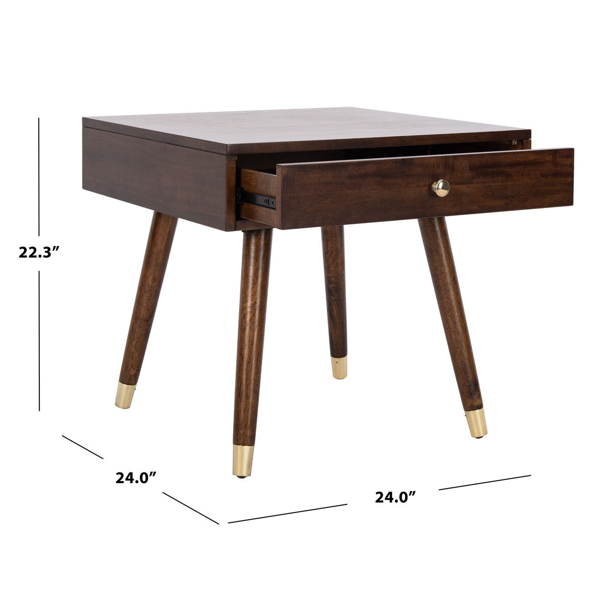 SAFAVIEH Sunny Mid-Century Gold Cap End Table - 24" x 24" x 22.3" - 24Wx24Dx22H