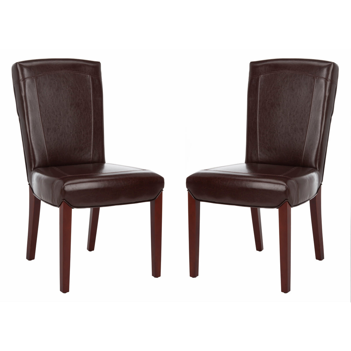 SAFAVIEH Suzie Parsons Brown Marbled Leather Dining Chair (Set of 2) - 20.3" x 24.8" x 39.4" - 20Wx25Dx39H