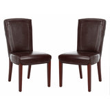 SAFAVIEH Suzie Parsons Brown Marbled Leather Dining Chair (Set of 2) - 20.3" x 24.8" x 39.4" - 20Wx25Dx39H