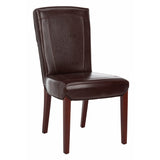 SAFAVIEH Suzie Parsons Brown Marbled Leather Dining Chair (Set of 2) - 20.3" x 24.8" x 39.4" - 20Wx25Dx39H