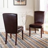 SAFAVIEH Suzie Parsons Brown Marbled Leather Dining Chair (Set of 2) - 20.3" x 24.8" x 39.4" - 20Wx25Dx39H