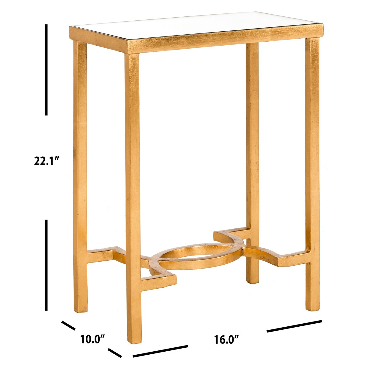 SAFAVIEH Sydell Antique Gold Leaf End Table - 16" x 10" x 22.1" - 16Wx10Dx22H