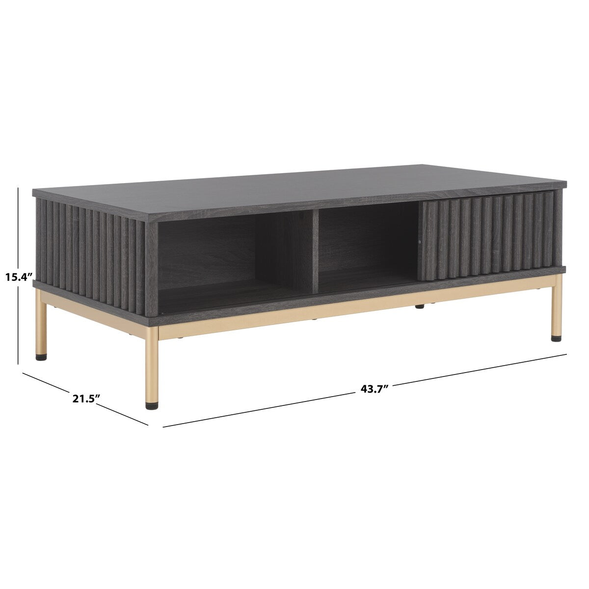 SAFAVIEH Tamayo 2-Door Storage Coffee Table - 43.7 In. W x 21.5 In. D x 15.4 In. H - 44Wx21Dx15H