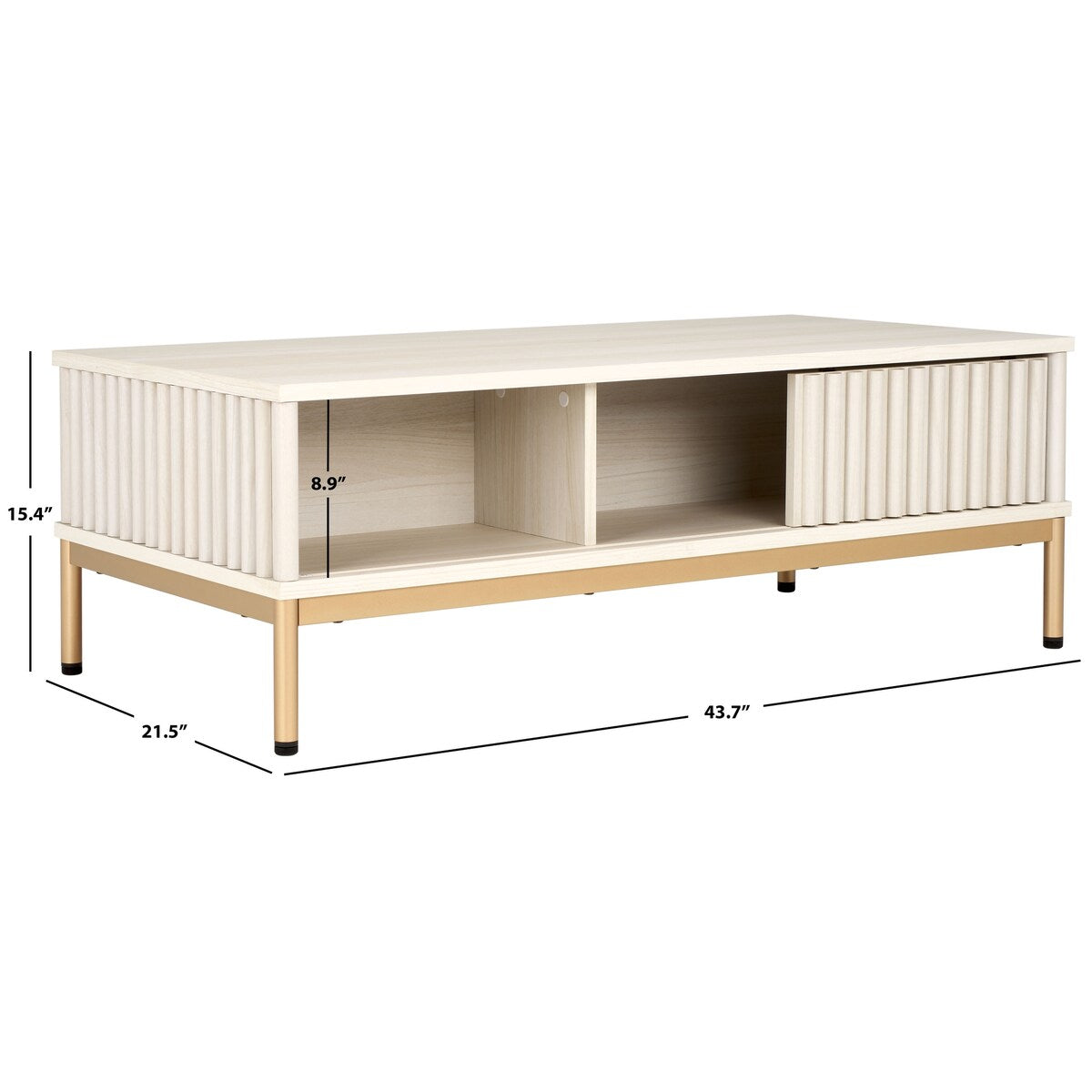 SAFAVIEH Tamayo 2-Door Storage Coffee Table - 43.7 In. W x 21.5 In. D x 15.4 In. H - 44Wx21Dx15H