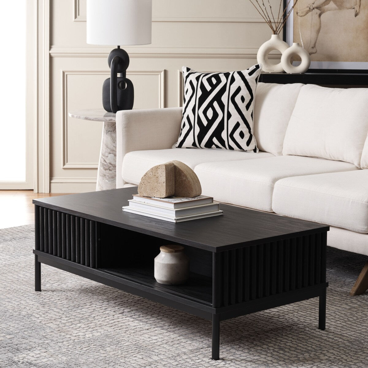 SAFAVIEH Tamayo 2-Door Storage Coffee Table - 43.7 In. W x 21.5 In. D x 15.4 In. H - 44Wx21Dx15H