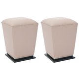 SAFAVIEH Tambra Beige Fabric Ottoman (Set of 2)