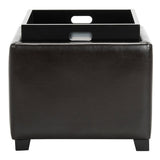 SAFAVIEH Tamie Tray Cordovan Leather Storage Ottoman