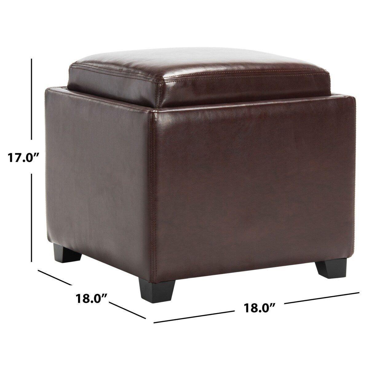 SAFAVIEH Tamie Tray Cordovan Leather Storage Ottoman