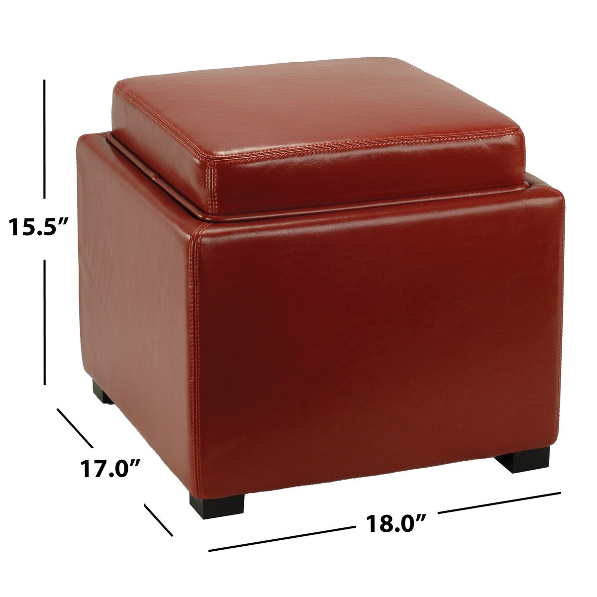 SAFAVIEH Tamie Tray Cordovan Leather Storage Ottoman