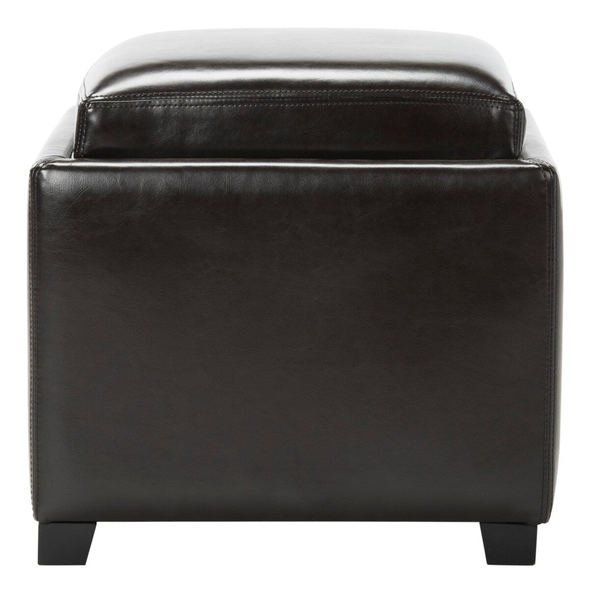 SAFAVIEH Tamie Tray Cordovan Leather Storage Ottoman