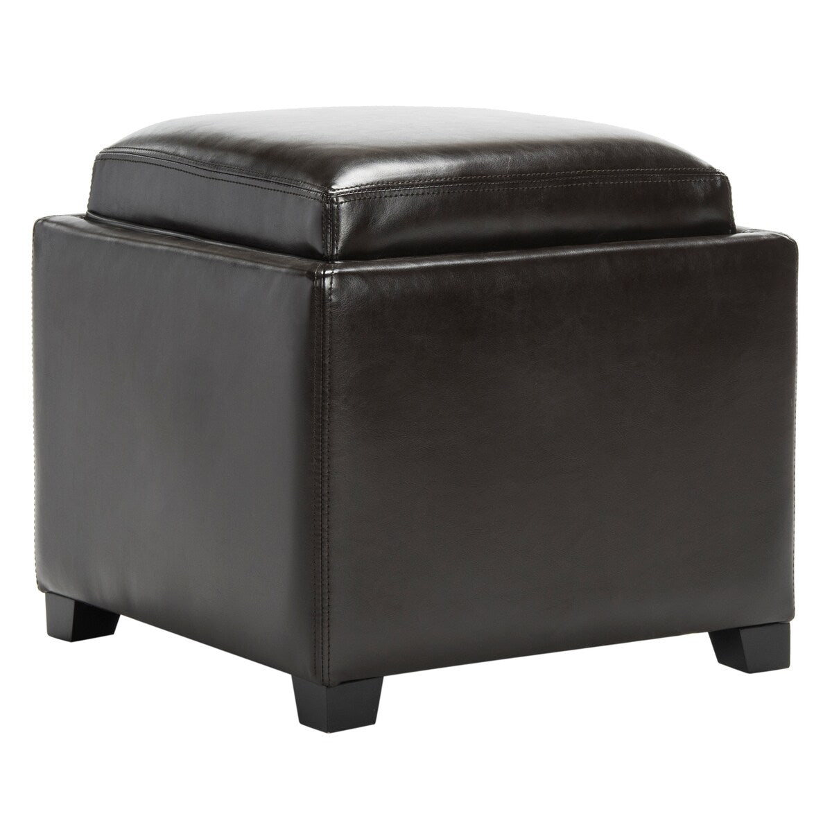 SAFAVIEH Tamie Tray Cordovan Leather Storage Ottoman