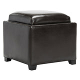 SAFAVIEH Tamie Tray Cordovan Leather Storage Ottoman