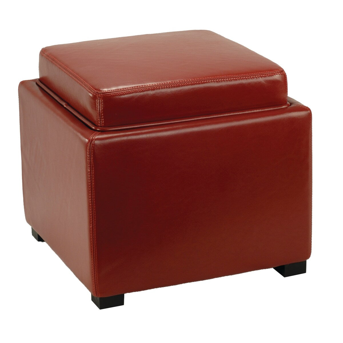 SAFAVIEH Tamie Tray Cordovan Leather Storage Ottoman