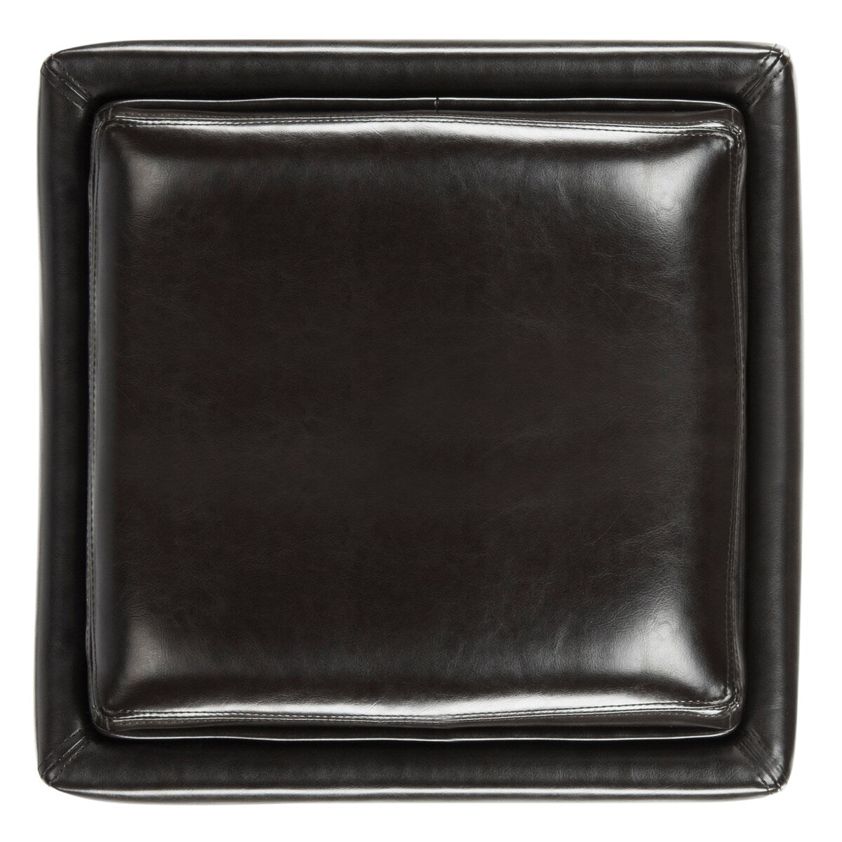 SAFAVIEH Tamie Tray Cordovan Leather Storage Ottoman