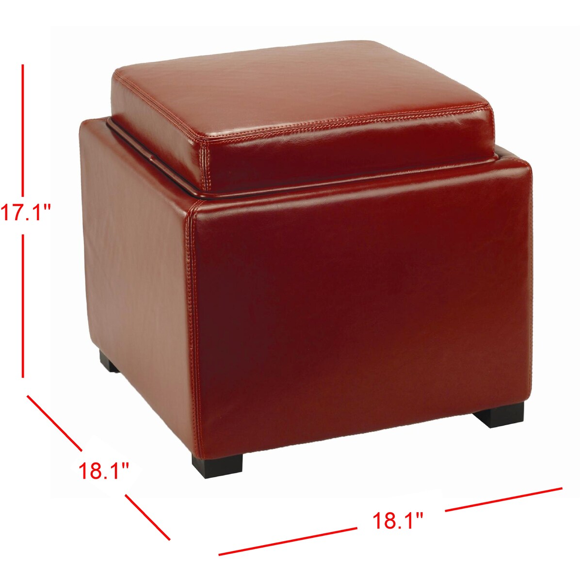 SAFAVIEH Tamie Tray Cordovan Leather Storage Ottoman