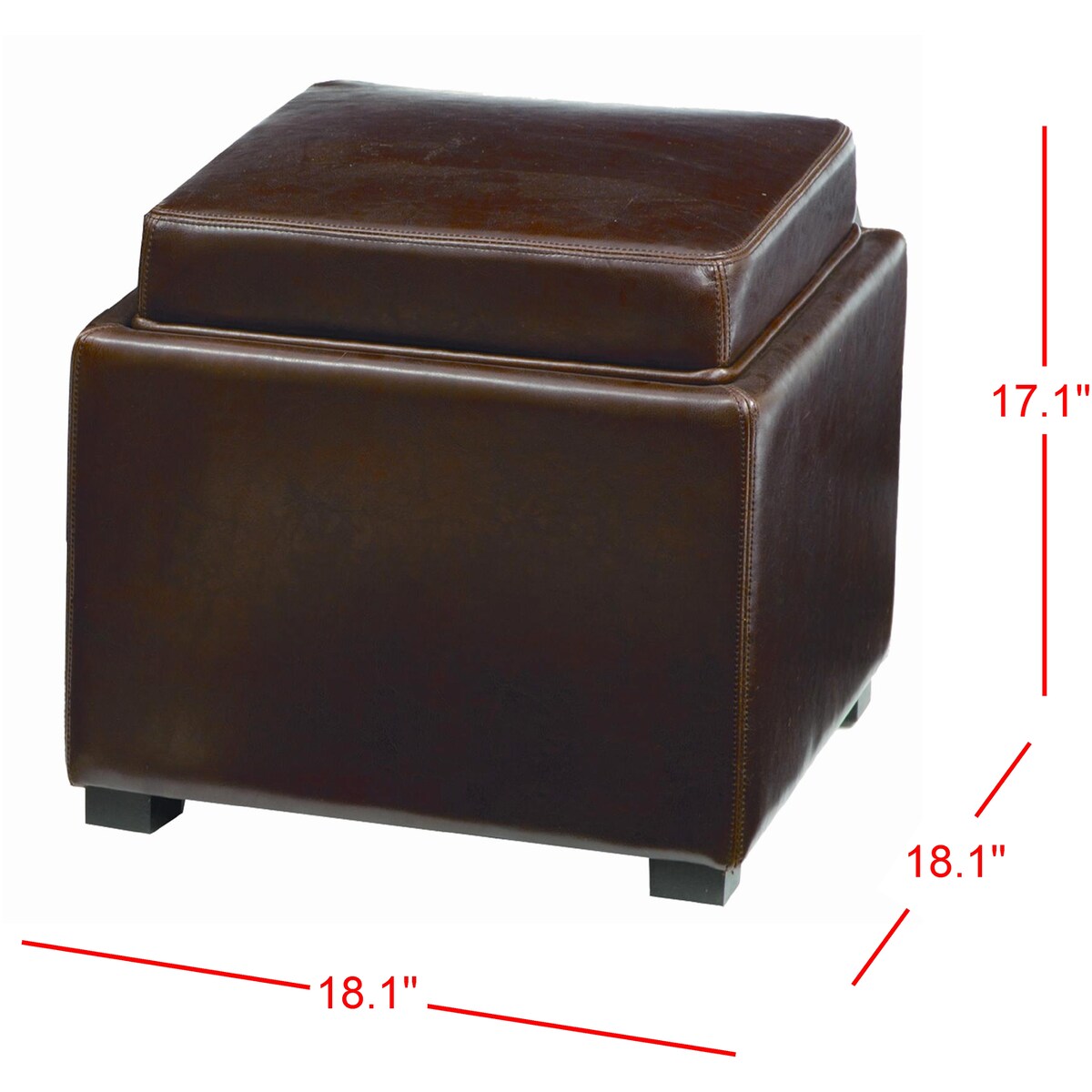 SAFAVIEH Tamie Tray Cordovan Leather Storage Ottoman