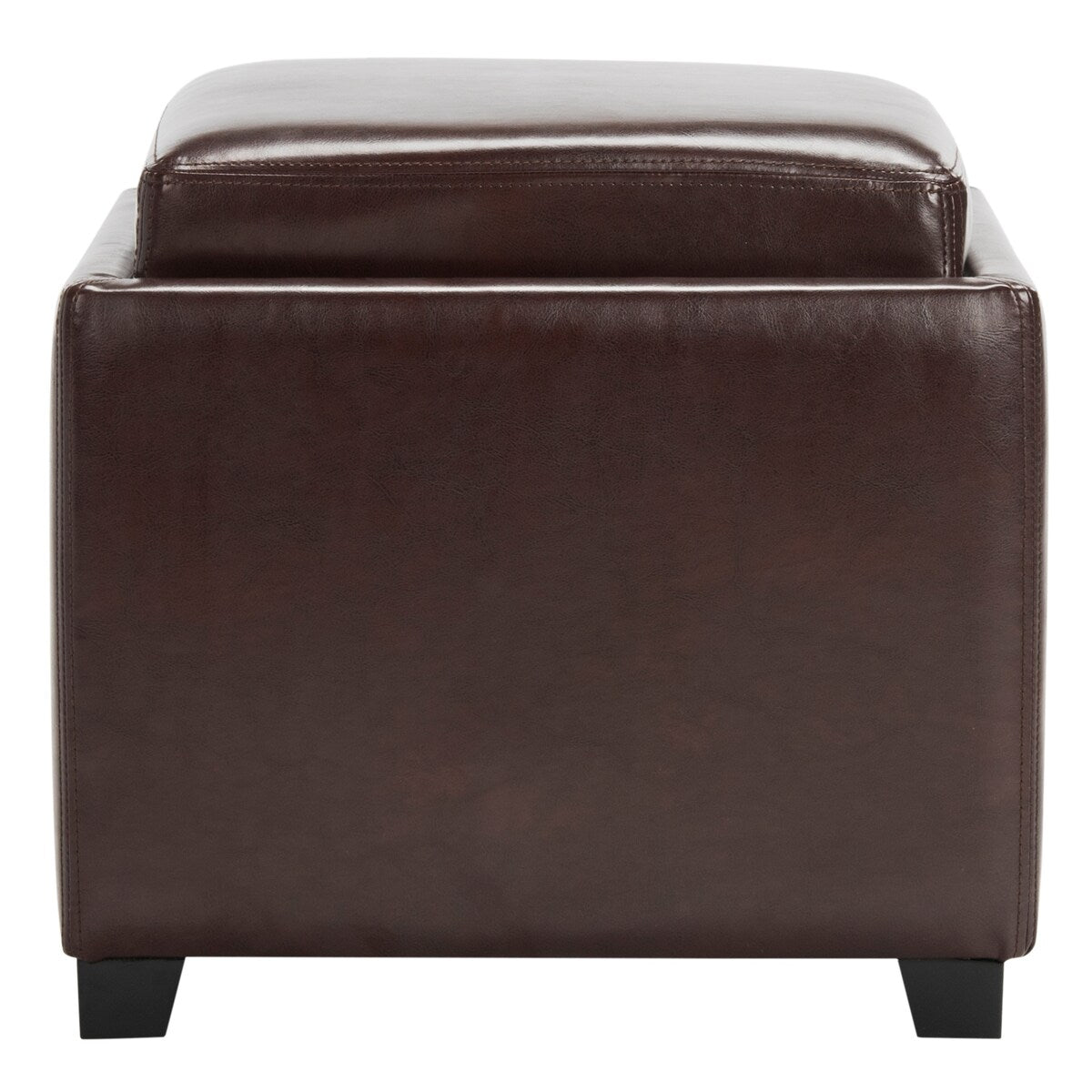 SAFAVIEH Tamie Tray Cordovan Leather Storage Ottoman