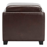 SAFAVIEH Tamie Tray Cordovan Leather Storage Ottoman