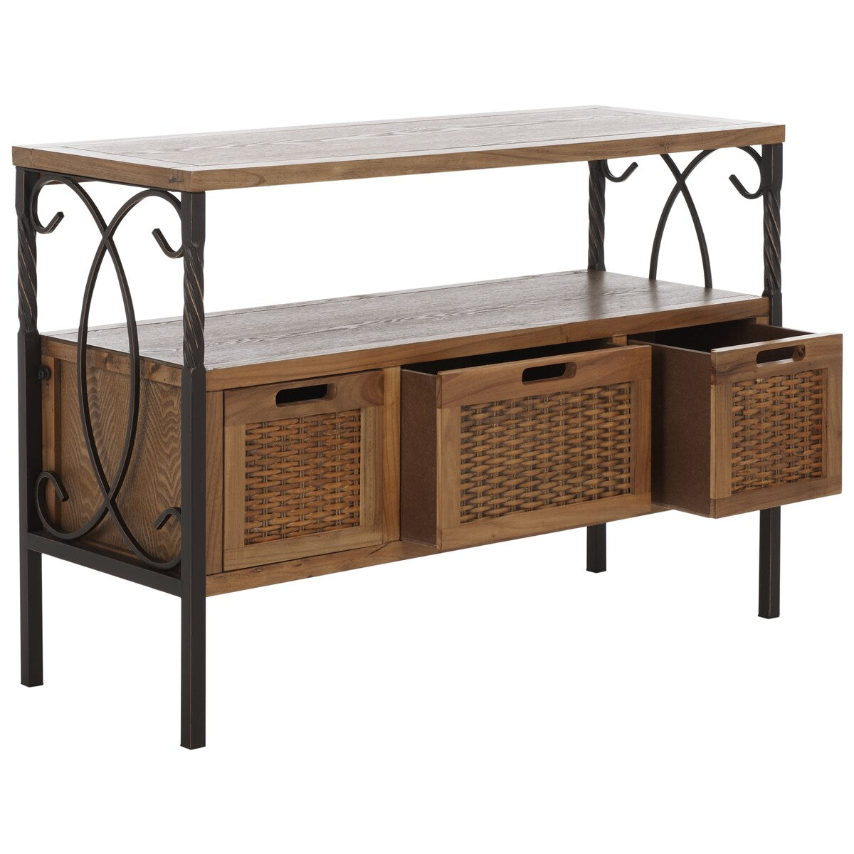 SAFAVIEH Tamuita Antique Pewter Dark Walnut Finish Console Table - 36" x 13.8" x 24.8" - 36Wx14Dx25H